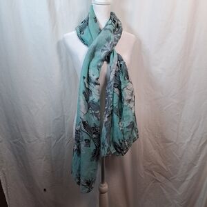 West Loop Teal and Gray Floral Scarf